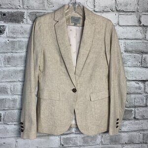 Dalia Linen Cotton Blend Structured One Button Blazer NWOT